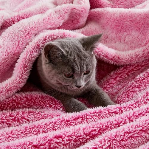 Image of Exclusivo Mezcla Plush Fuzzy Fleece Throw Blanket Extra Large, Super Soft, Fluffy and Warm Blankets for Couch, Bed, All Season (Mixed Hot Pink, 50x70 inches)