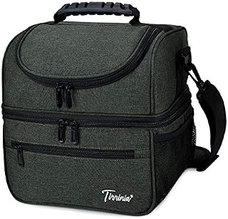 Extra Large Insulated Lunch Bag Men Work, 14L Lunch Cooler Bag with Dual Compartment, Leakproof Lunch Bento Box Bag, Suitable for Work School Picnic, Charcoal