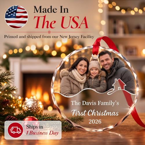 Image of First Christmas Together Ornament 2026, Personalized Glass Family Name
