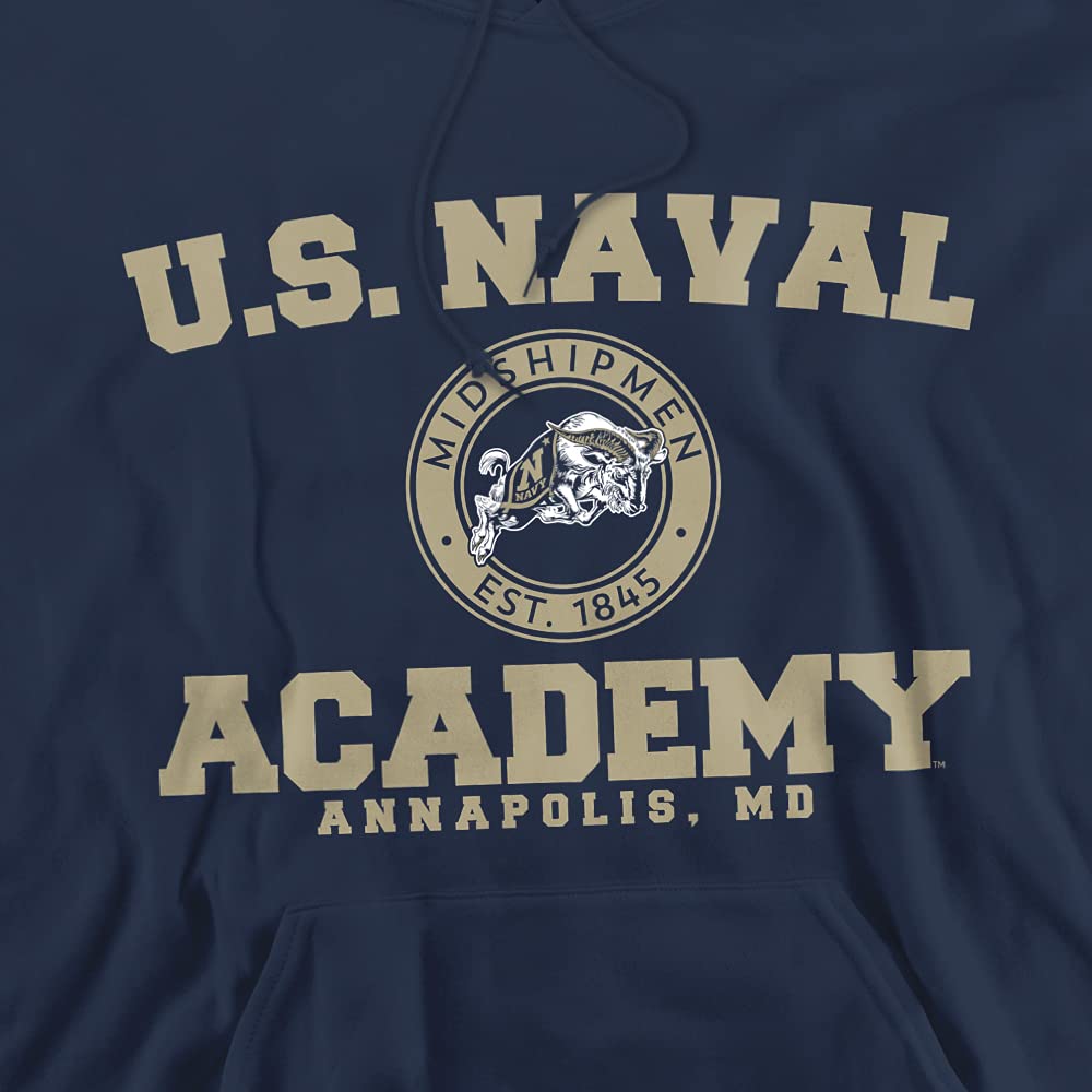 Us Naval Academy Official Circle Logo Unisex Adult Pull-Over Hoodie,Navy, Large