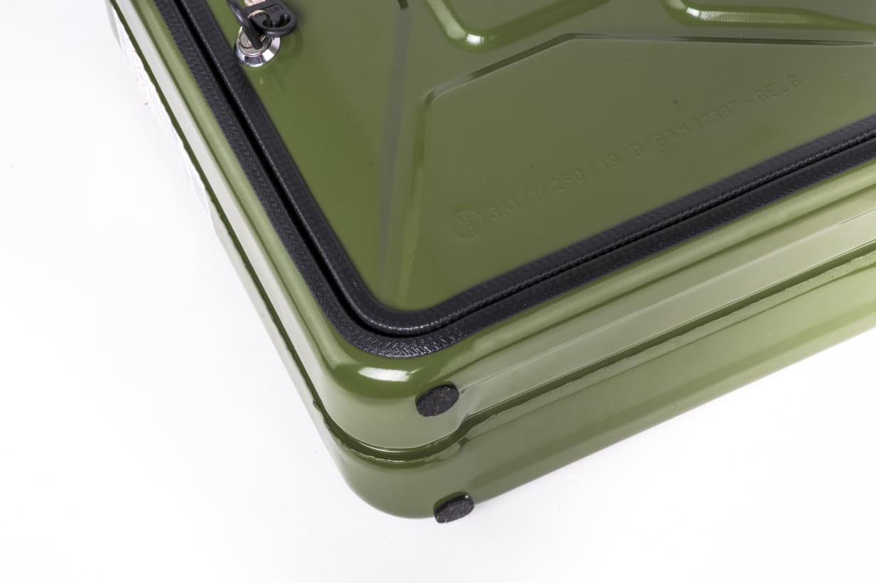 20L Kanister Bar inkl. 3 Whisky Gläser- Jerrycan 4 Herausnehmbaren Fächern Grüner Metall Mobile Bar Geburtstagsgeschenk für Männer, Abschließbarer Minibar - Größe: 36x46x18cm