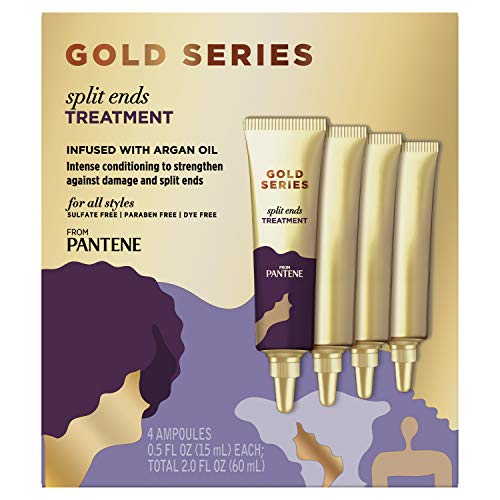 Pantene Gold Series Split Ends Treatment, for Curly and Coily Hair, Infused with Argan Oil, 0.5 Fl Oz (4 Pack)