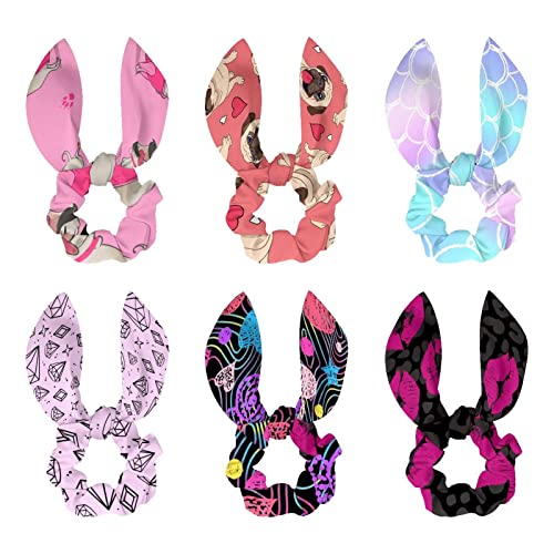 Chouchous doux pour cheveux anti casse lot de 6 élastiques noeud lapin léopard sans trace