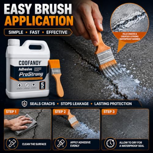 Image of COOFANDY 5 KG Crack Seal Glue with Brush Transparent Waterproof Resin Epoxy for Roof Leakage, Waterproof Glue for Waterproofing, Roof Water Leakage Solution, Transparent Crack Seal Agent for Terrace
