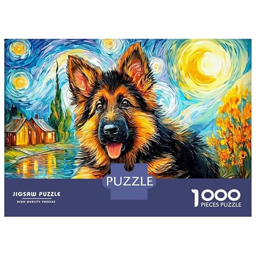 Puzle de pastor alemán de 1000 piezas estilo Van Gogh, un reto artístico de 70x50 cm