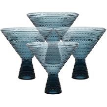 زجاج Fortessa Jupiter Beaded Hobnail ، 11.5 Ounce Martini مجموعة من 4 ، زهرة الذرة الزرقاء