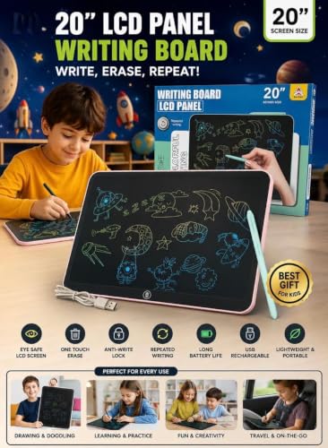 Image of Rechargeable Large(20 Inch) LCD Writing Tablet, Colorful Drawing Board, Lightweight Digital Notepad for Children, (Multicolor) (Type - C Port)