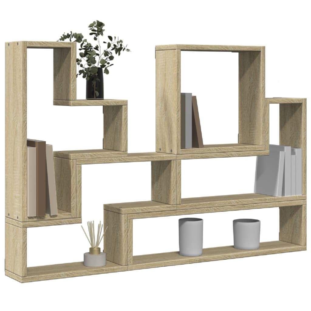 Wandregal Sonoma-Eiche aus Holzwerkstoff Schweberegal 96x12x64 cm Stylisch Stabil mit hoher Tragkraft für Wohnzimmer Küche Badezimmer als Bücherregal oder Gewürzregal