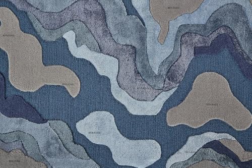 Image of Hand Tufted Carpet Nz Wool with Silk Abstract Design Non Slip Luxury Exclusive Rectangular Carpet for Living Room Bedroom (Size : 5x8 Ft, 152x244 CM), Multicolor