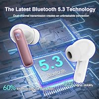 Bluetooth Kopfhörer, In Ear Kopfhörer Kabellos Bluetooth 5.3 Kabellose Kopfhörer mit 4 Mikrofon, ENC Lärmreduzierung Wireless Earbuds 40H Stereo, LED-Anzeige, USB-C, IP7 Wasserdicht Ohrhörer, Roségold – Ansicht 2