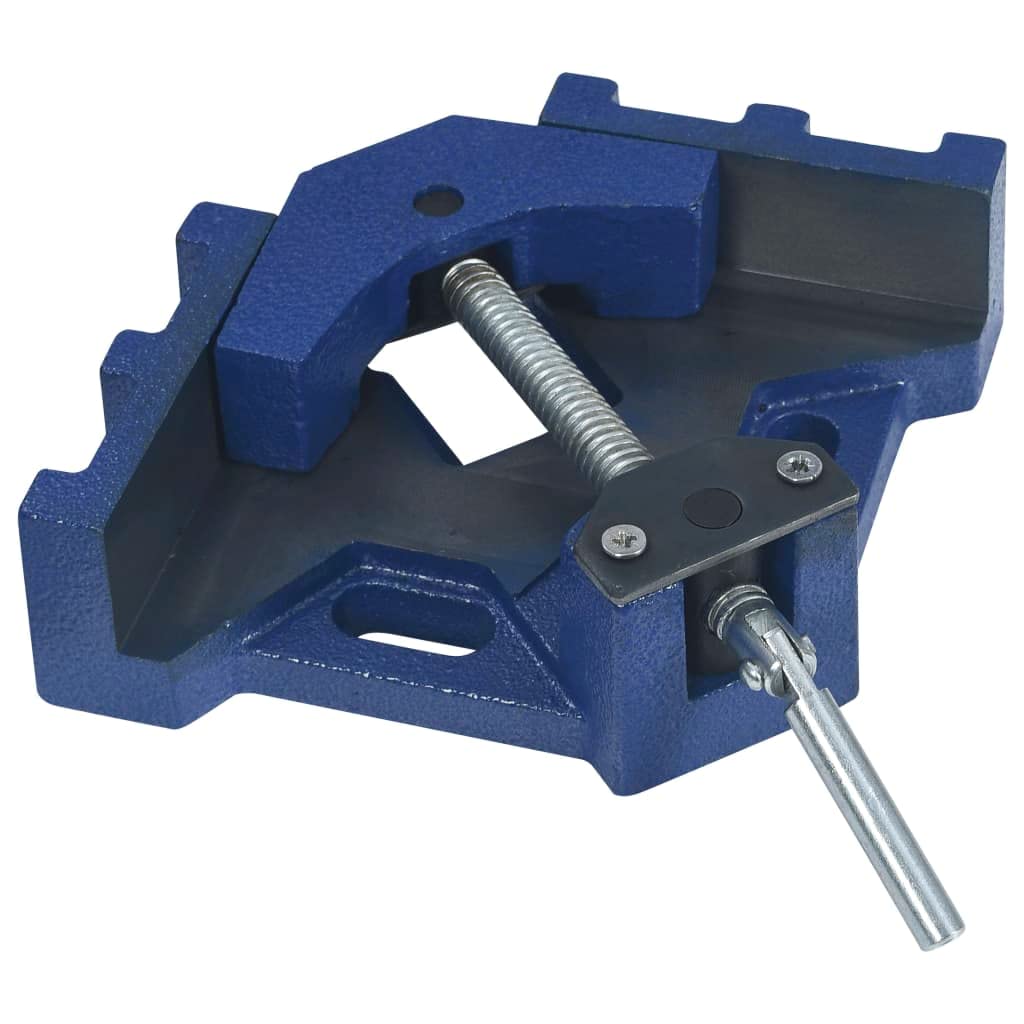 Generic Abrazadera angular, hierro fundido de 104 mm, asegura piezas de trabajo con precisión con excelente fuerza de tensión, para taladrar, soldar, fresado, corte, rectificado, azul, negro y plata