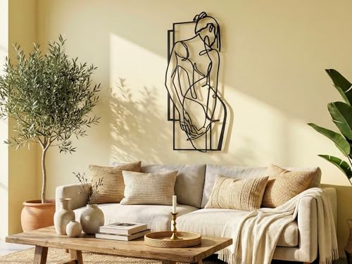 Vailla® Line Art - Art Sensuel - Décoration murale en bois minimaliste et moderne pour chambre à coucher et salon (Noir)