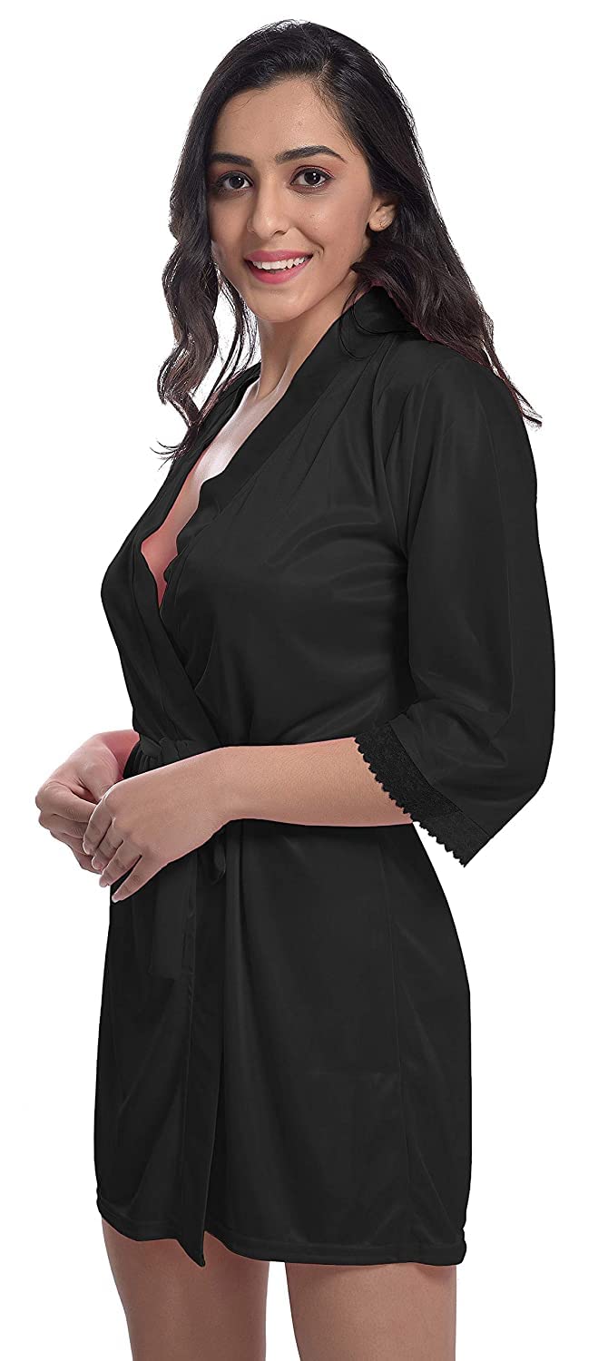 Nuisette en satin pour femme Noir Taille unique