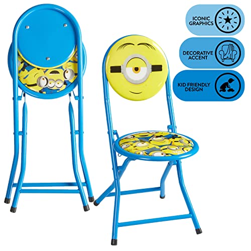 Image of Minions 3 Piece Foldable Round Table and Chair Set, Ages 3+