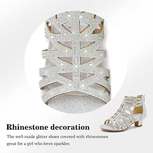 Image of LAURMOSA Little Girls Sandals High Heels Formal Shoes Open Toe Pump Sandals Glitter Party Wedding Shoes for Big Kids Toddler