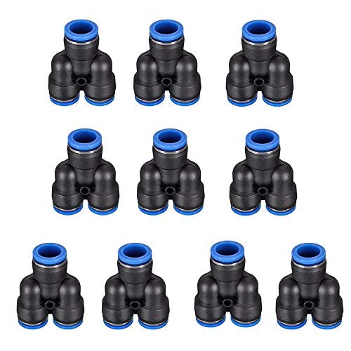 myoseya エア ホース 用 ワンタッチ 管継手 ユニオン ストレート クイック 継手 プラスチック製 エアー コネクター アダプター Y型 6MM/10個