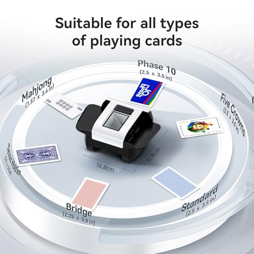 KPAW Automatischer Kartenmischmaschine mit Zwei Modi, Wiederaufladbare Kartenmischer Elektrisch für 1–2 Kartenspiele, Geräuscharmer Kartenmischmaschine für Poker (Weißer M1)