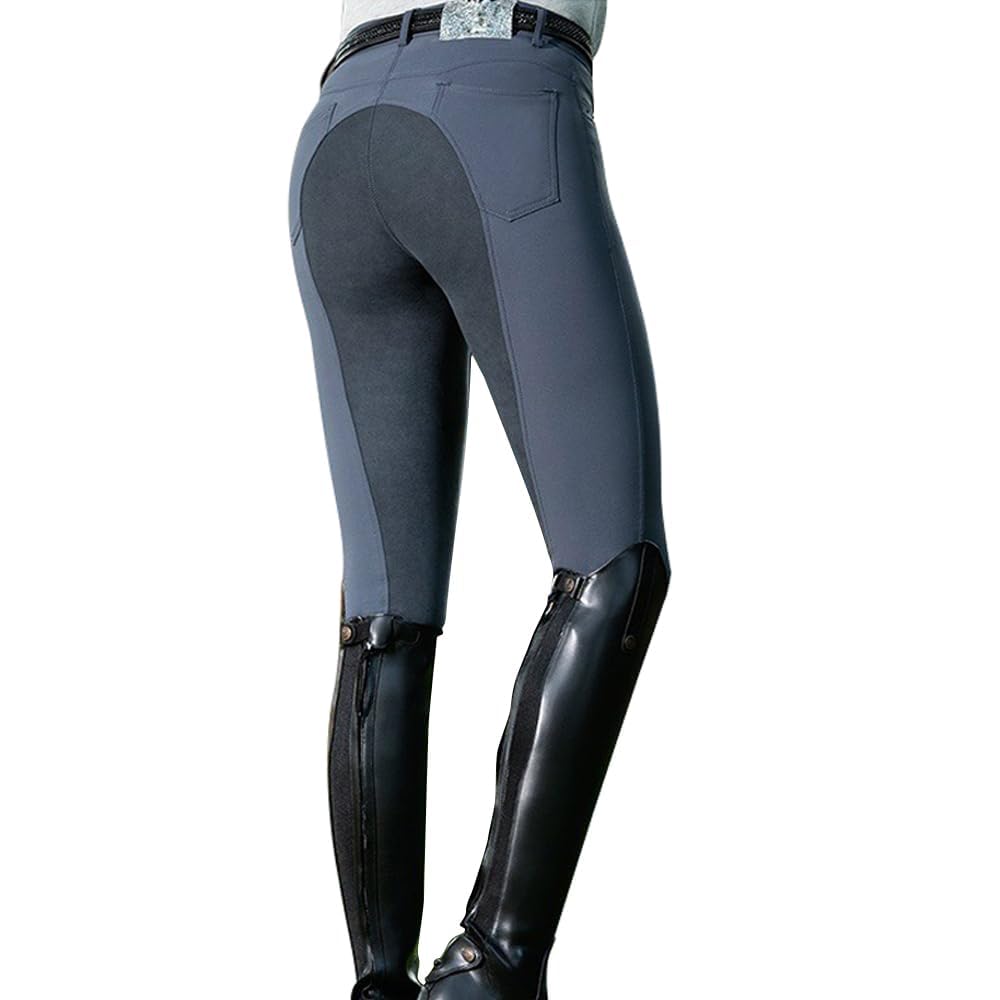 arenvo Women's Elastic Horse Riding Trousers Fashion Women's Equestrian Pants Gym Yoga Sports Riding Leggings,Grey,L-picture-40