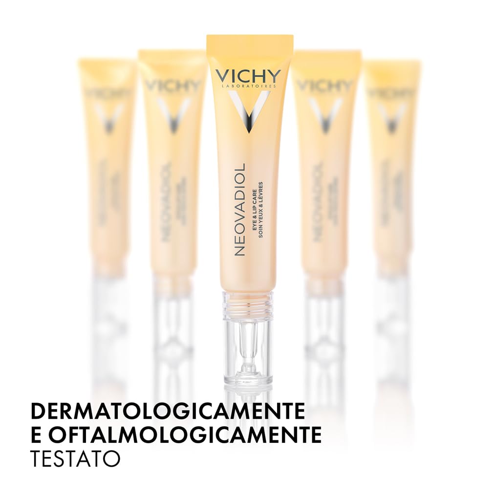 Neovadiol Contorno Occhi e Labbra, Per Nutrire e Lenire Contorno Occhi e Labbra, Formulato Con Omega 3 -6 -9, Acqua Vulcanica di Vichy e Caffeina, 15 ml