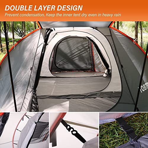 TOBTOS Pop Up Camping Tent 6 Person Double Layer with Vestibule, Automatic Setup Instant Tents for Camping Hiking and Outdoor for 2/3/4/5/6 People