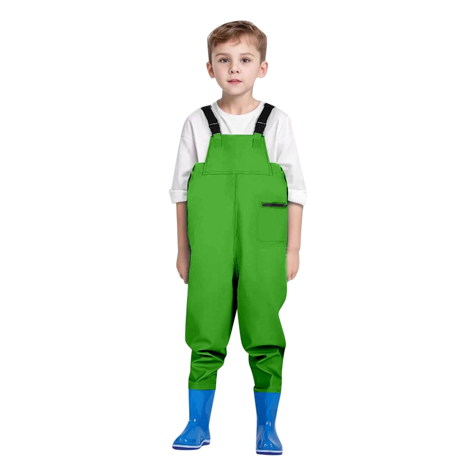 Fishing Waders for Kids Boys Girls Chest Waders Youth Fishing Wader with Pocket for Toddler Children Water Proof Wader with Boots (X1-Green, 16-17 Years) — image 1