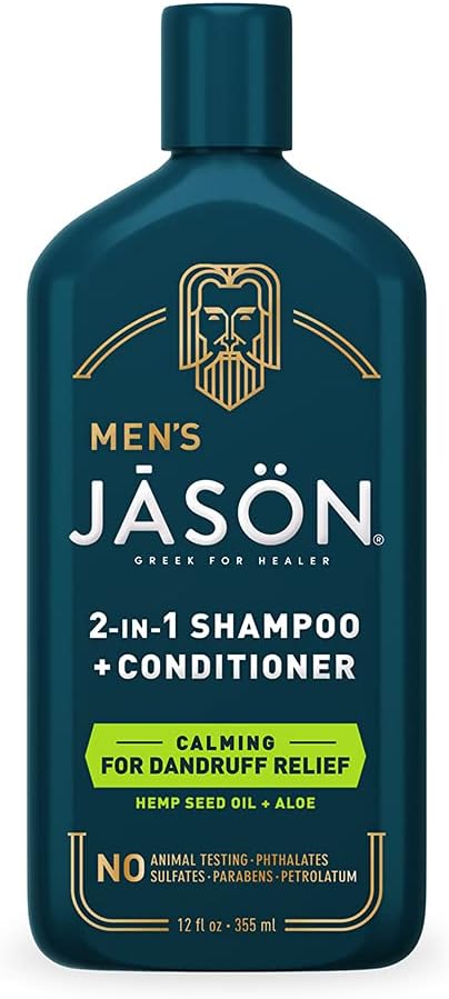 Jason - Men's 2 in 1 Shampoo and Conditioner - Hair Products with Zinc, Pyrithione, Hemp Seed Oil and Aloe Vera - Hair Care, Hair Shampoo, Mens Shampoo, Shampoo and Conditioner Sets - 355ml