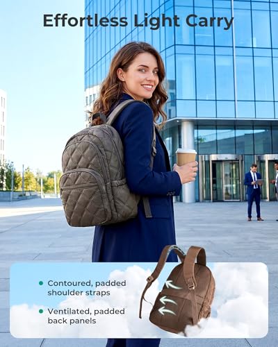 Image of BAGSMART College Laptop Backpack,Cute Travel Backpack for Women,Quilted Computer Bookbag