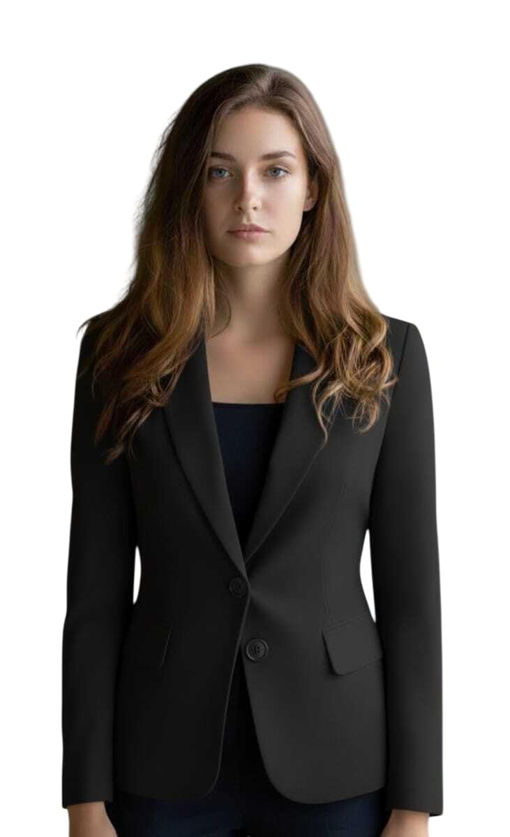 Women Cotton Blend Solid Single Breasted Blazer with Notched Lapel | Full Sleeves, Button Closure, Regular Fit Formal Blazer for Womens & Girls | Lightweight & Breathable Fabric (Black)_47-image-22