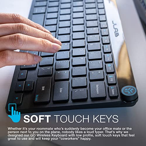 Image of JLab Go Wireless Keyboard, Black, Connect Via Bluetooth or USB Wireless Dongle, Multi-Device Ultra-Compact for a Minimalist or Portable Set-Up (1 Pack)