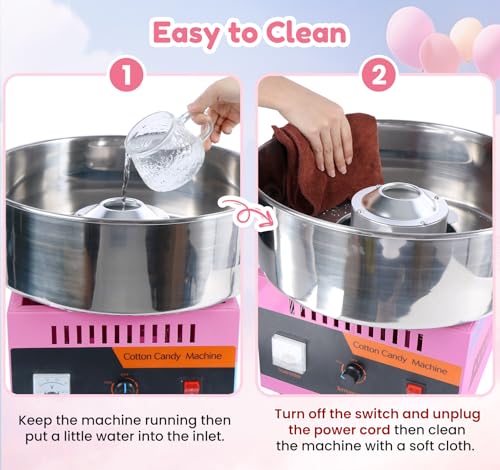 Image of Cotton Candy Machine Commercial, 1000W Electric Cotton Candy Maker Machine, Candy Floss Machine with Stainless Steel Bowl and Sugar Scoop for Kids Birthday, Family Party