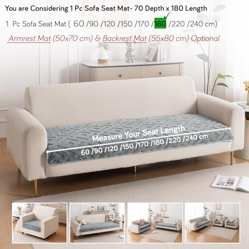 Image of HOKIPO 'Velvet Maze' Premium Anti Slip Sofa Cover Mats for L Shape and 1 /2 /3 Seater Sofa. Make Your Own Sofa Cover Set, 70(D) x 180(L) cm, Dark Grey (AR-5908-DGRY)