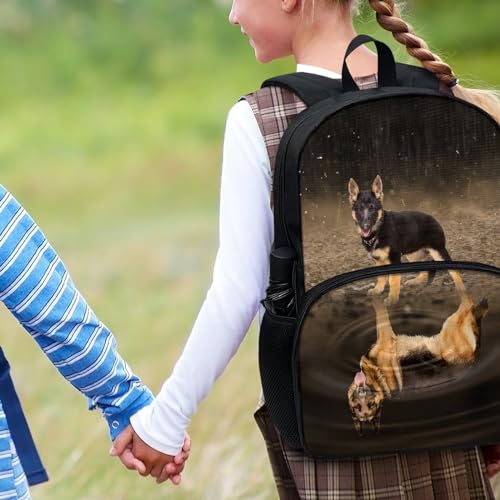 Howilath 17 Inch Children School Backpack Cute German Shepherd Print Large Capacity Bookbag Kids Primary Rucksack with Adjustable Shoulder Straps3