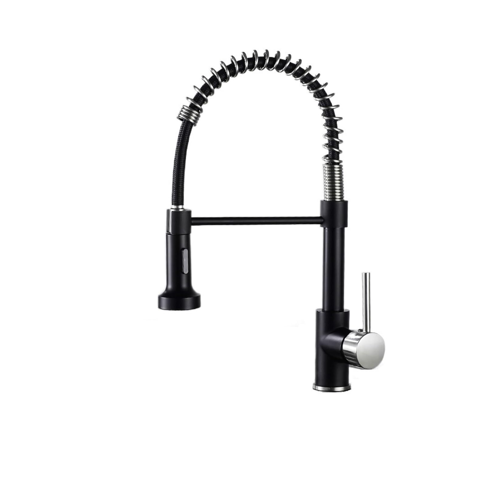 Mélangeurs à bec à ressort pour évier de cuisine moderne, mitigeur d'eau chaude et froide noir