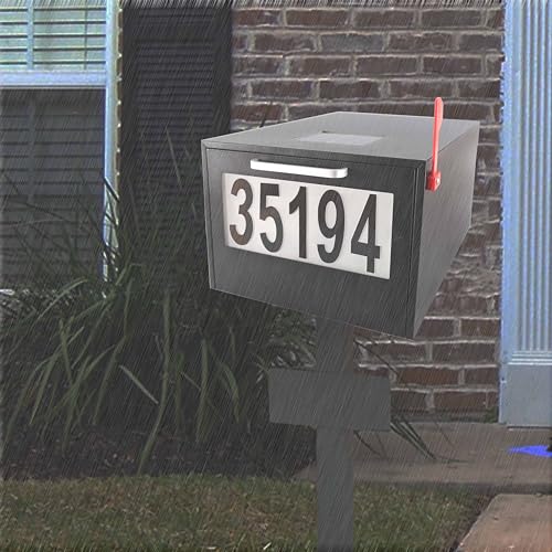 Image of Black Post Mount Mailbox | 2 Lighting Modes, Solar Numbers Light, Large Capacity, Infrared Sensor Illuminated at Night, Iron Numbers
