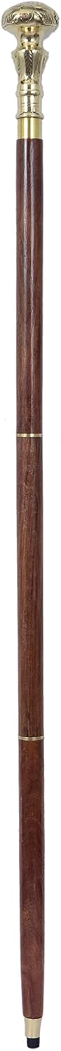 Vintage Brass Handle Victorian Walking Stick with Foldable Telescope Wooden Cane – Antique Style Designer Walking Cane for Men & Women, Collectible Gift image 3