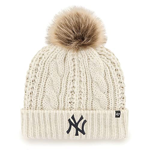 '47 MLB Meeko Cuffed Knit Pom Beanie Hat, Women's Adult (New York Yankees)