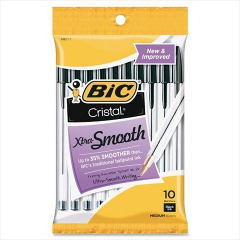 BIC Cristal lot de 10 stylos à bille pointe moyenne pour écriture fluide