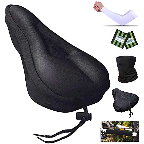 AIYOGA Bike Gel Seat Cover Excercise Bicycle Saddle Cover with Drawstring, Rain