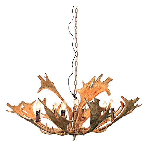 Chandelier en bois de cerf résine rétro américain pour éclairage de salon et grand café