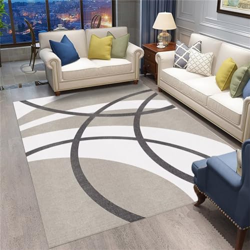 Tapis salon lavable gris 200x280cm à motif géométrique damier - 2