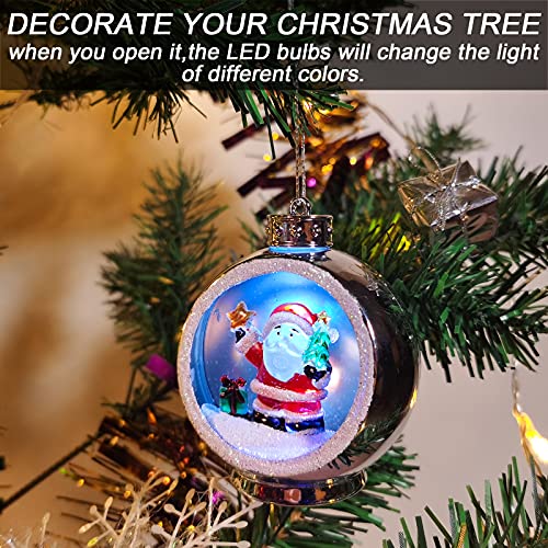 Christmas Village Ball Ornament, Christmas Tree Decorations For Small Trees Led Light Santa Claus And Snowmen Decor #TOP4