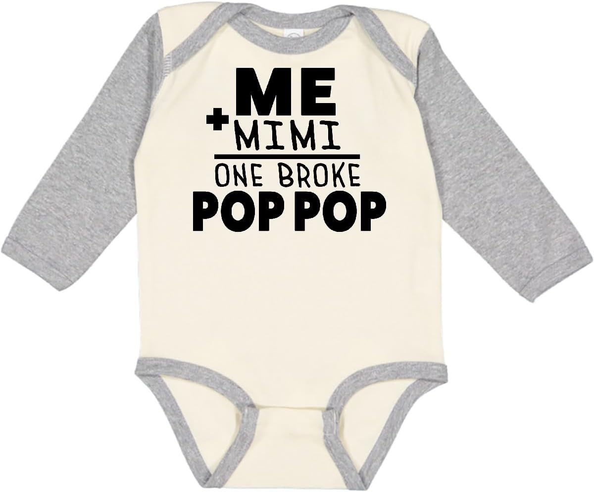 inktastic Me Plus Mimi Equals 1 Broke Pop Pop Long Sleeve Creeper