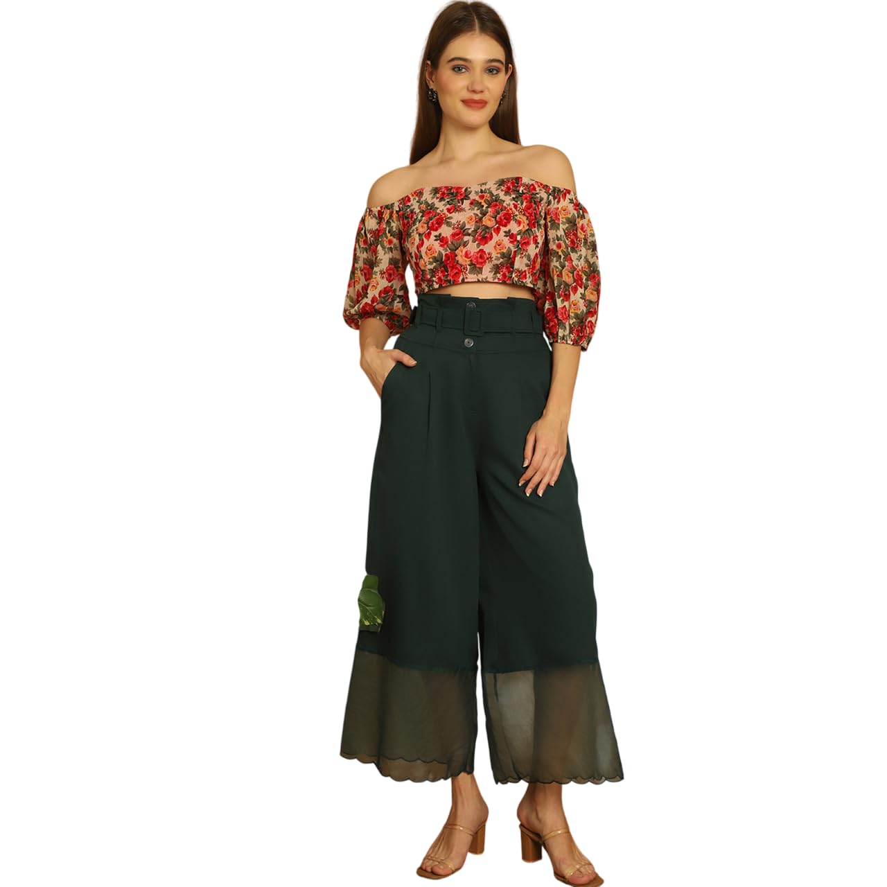 Stylish Womens Polyester Printed Half Sleeves Off-Shoulder Regular Fit Co-ord Set | Lightweight & Breathable Fabric | Top with trouser Set-image-25