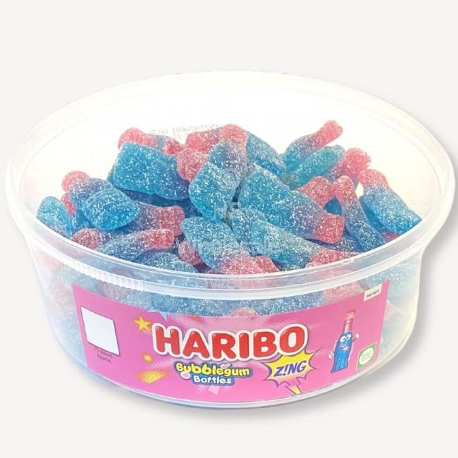 Haribo Gummy Candy Tub - Perfect for Parties and Snacking Filled with Your Favorite Flavours Delicious and Fun for All Ages (Bubblegum Bottles)