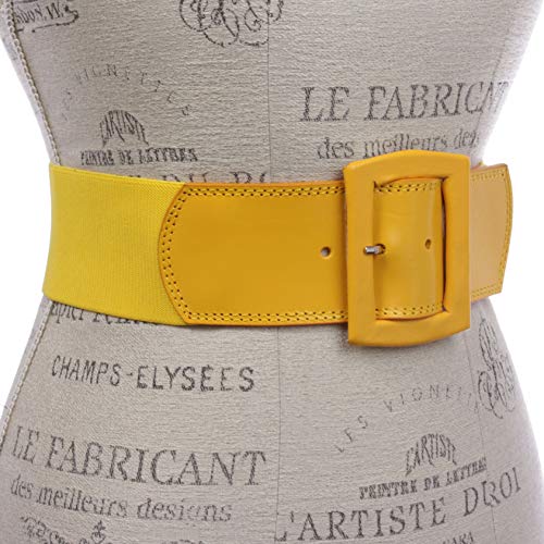 Women's 2 1/2" (64 mm) Wide Elastic High Waist Leather Stretch Belt3
