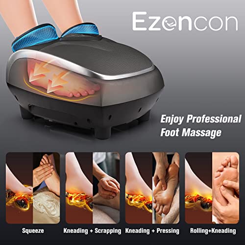 Ezencon 3In1 Shiatsu Foot Massage Machine - Heated Deep Kneading Points, Relaxing Vibration And Rolling For Tired Muscles And Plantar Fasciitis Of The Feet, Ankles, Calves And Legs (Product Set) #TOP2