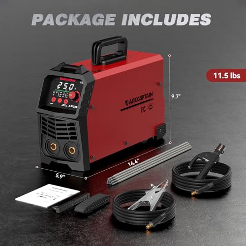 Image of ARCCAPTAIN 250A Stick Welder, 230V Arc Welder Machine with 10PCS Rods, MMA /Lift TIG Welding Machine with Synergic Control, IGBT Inverter, Hot Start, Arc force, and Anti-Stick, Portable Welder ARC250