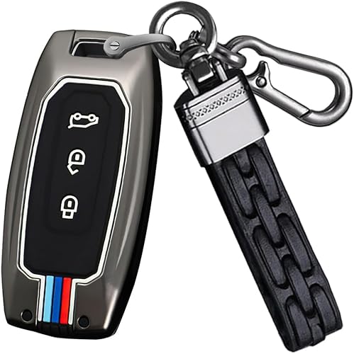 SANRILY Funda luminosa de 3 botones para llavero Ford Territory 2023 2022 2021 de titanio EV sin llave con llavero negro, Negro -