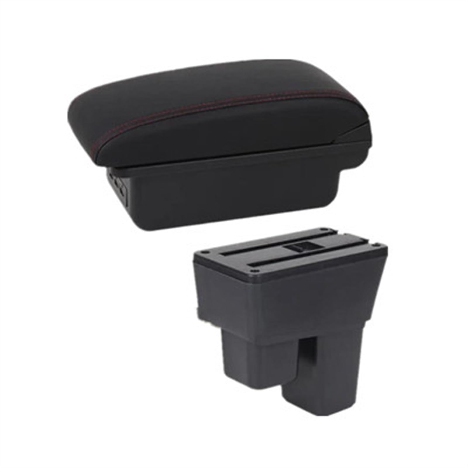 NOHEEU Car Armrest Special Storage Box Modification Parts For Fit For Jazz 2 2008-2013(B1 red line 3USB)
