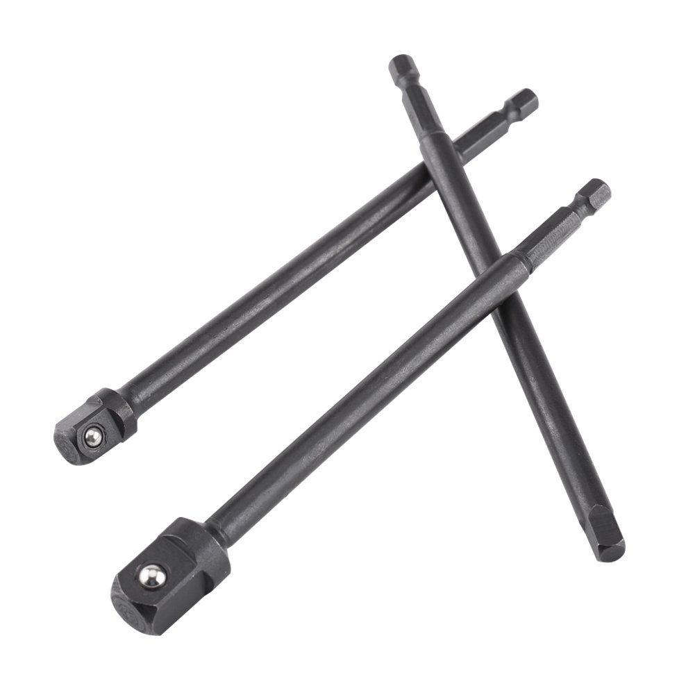 Extension Adaptor, Extension Rod 3pcs Hex Shank to Square Head Extension Socket Wrench Adapters for Electric Screwdriver